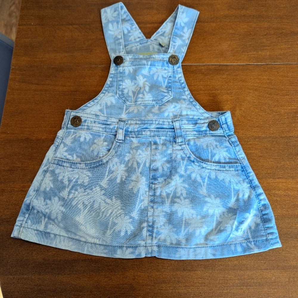Tricky Tracks. Blue Denim Kids Overall Skirt Rhomper. Size 86 European. 5 Pocket
